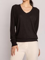 Long Sleeve Textured Knit Top - Black
