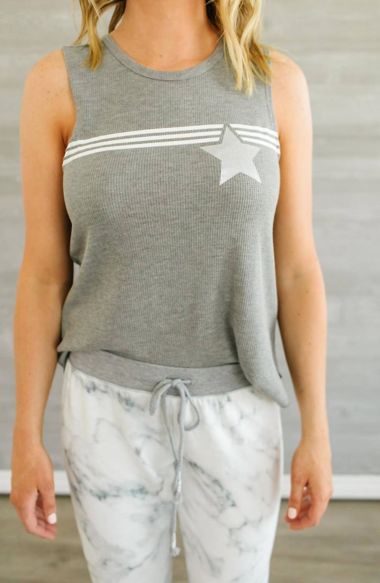 Metallic Star Tank In Grey - Grey