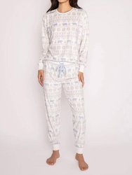 Polar Bear Express Luxe Micro Velour Top And Pant Set - Ivory