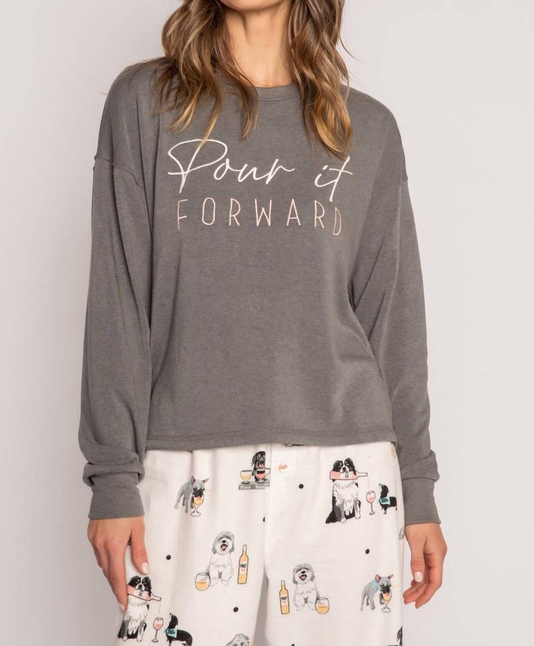 Pour It Forward Long Sleeve Top - Grey