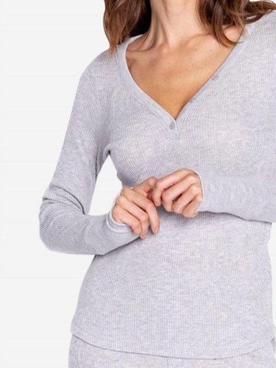 PJ Salvage Ribbed Jersey Long Sleeve Top In Heather Grey product