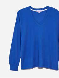 Waffle Knit Long Sleeve Lounge Top In Royal Blue - Royal Blue