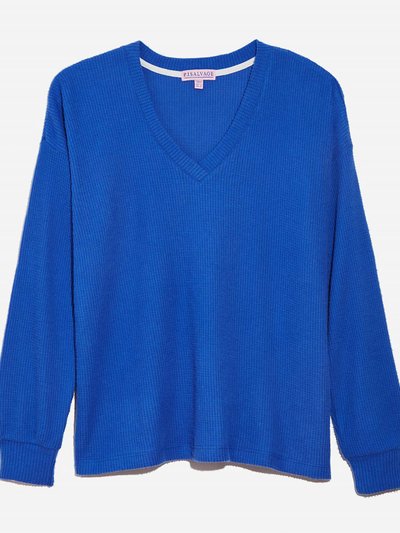 PJ Salvage Waffle Knit Long Sleeve Lounge Top In Royal Blue product