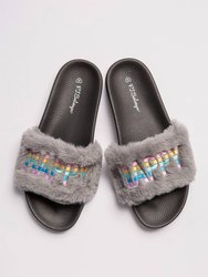 Women'S Fuzz Feet Slippers - Grey