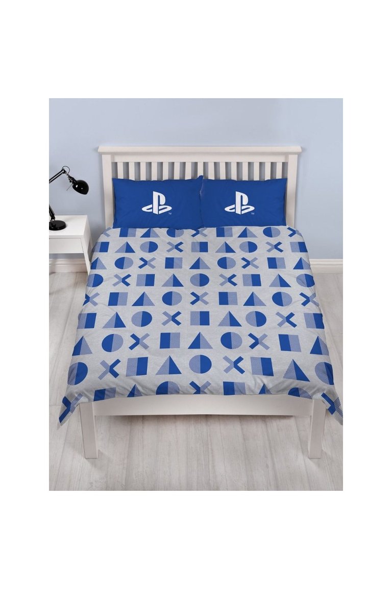 Layer Rotary Marl Duvet Full Set - Blue/White