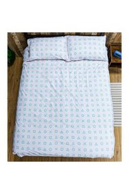 Marble Duvet Set Full (UK - Double) - Pink/White/Blue