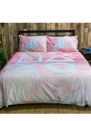 Marble Duvet Set Full (UK - Double) - Pink/White/Blue - Pink/White/Blue