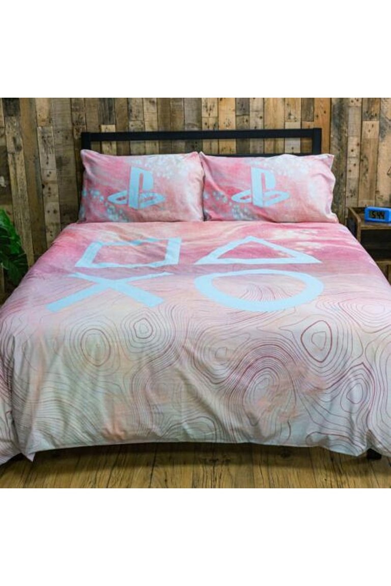 Marble Duvet Set Full (UK - Double) - Pink/White/Blue - Pink/White/Blue