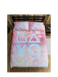 Marble Duvet Set (UK - Single) - Pink/Blue/White