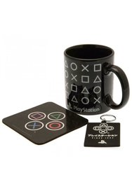 Playstation Onyx Mug Coaster And Keychain Set (Pack of 3) (Black) (One Size) - Black