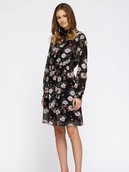 Floral Smocked Mock Neck Dress