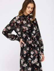 Floral Smocked Mock Neck Dress