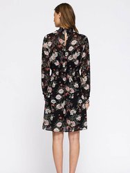 Floral Smocked Mock Neck Dress