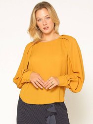 Gathered Shoulder Blouse - Mustard