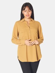 Long Sleeve Erin Blouse in Camel - Camel