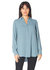 Long Sleeve Erin Blouse in Caspian Blue - Blue