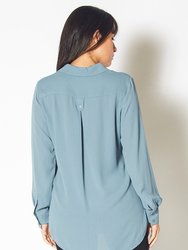 Long Sleeve Erin Blouse in Caspian Blue