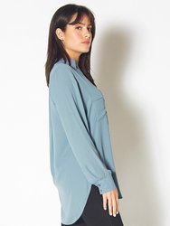 Long Sleeve Erin Blouse in Caspian Blue