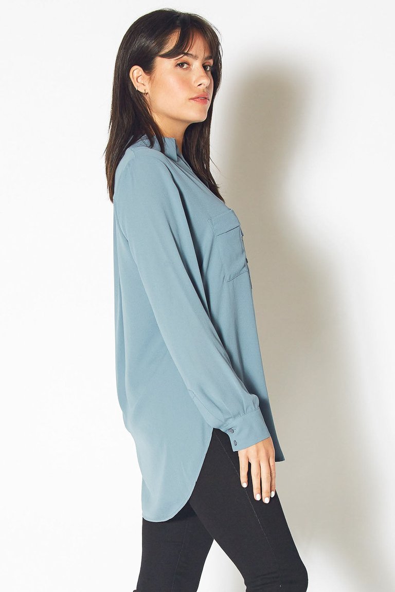 Long Sleeve Erin Blouse in Caspian Blue