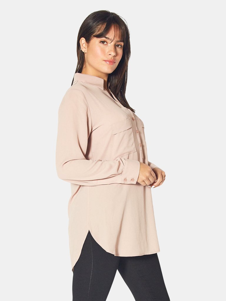 Long Sleeve Erin Blouse in Soft Blush