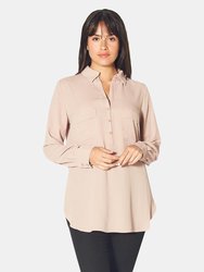 Long Sleeve Erin Blouse in Soft Blush - Soft Blush