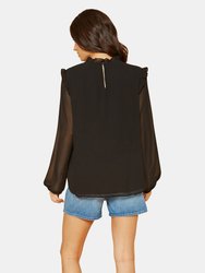 Pleione LS Ruffle Blouse Top