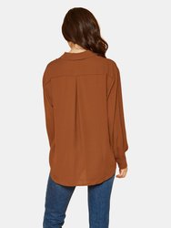 Pleione Solid Low Back Button Shirt