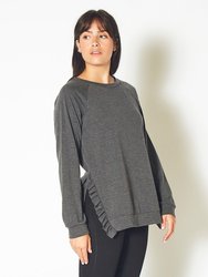Ruffle Trim Sweatshirt in Charcoal