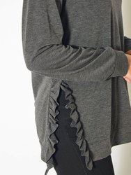 Ruffle Trim Sweatshirt in Charcoal