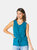 Sleeveless Knot Front Woven Top in Teal - Teal