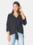 Tie Front Dropped Ruffle Sleeve Top in Black - Black