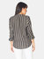 Tie-Neck- 3/4 Button Front Tunic in Black Stripe