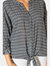 Tie-Neck- 3/4 Button Front Tunic in Slate