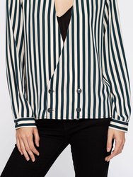 V-neck Button Down Stripe Shirt Blouse