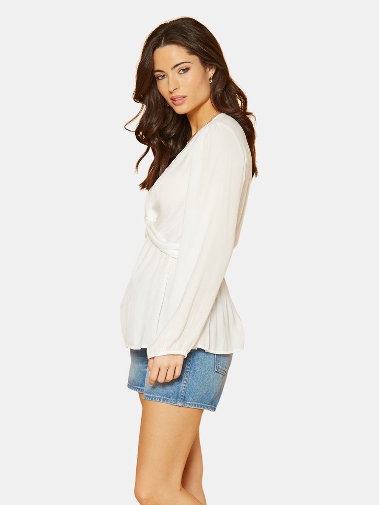 V-Neck Twist Front Tunic Top