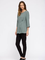 Women's 3/4 Sleeve Pleated Blouse Top