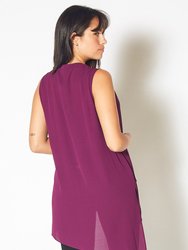 Women's Asymmetrical Sleeveless Tunic in Purple
