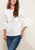 Women's Bell Sleeve Lace Trim Cutout Top - White