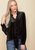 Women's Button Down Velvet Shirt Blouse With Tie Hem In Black