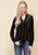 Women's Button Down Velvet Shirt Blouse With Tie Hem In Black - Black