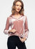 Women's Button Down Velvet Shirt Blouse With Tie Hem In Mauve