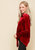 Women's Button Down Velvet Shirt Blouse With Tie Hem In Red