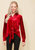 Women's Button Down Velvet Shirt Blouse With Tie Hem In Red - Red