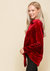 Women's Button Down Velvet Shirt Blouse With Tie Hem