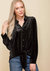 Women's Button Down Velvet Shirt Blouse With Tie Hem