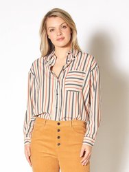 Women's Button Up Multi Stripe Shirt - Multi Stripe