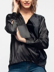 Women's Charmuese Contrast Cross Front Blouse