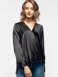 Women's Charmuese Contrast Cross Front Blouse