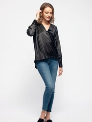 Women's Charmuese Contrast Cross Front Blouse