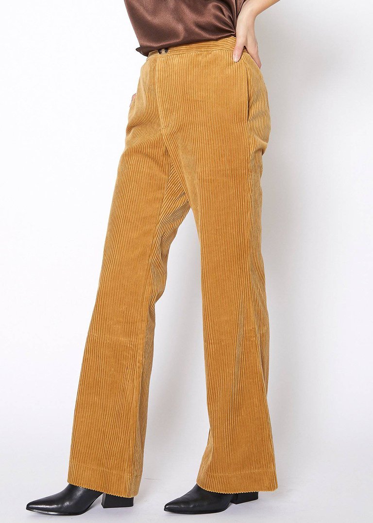 Women's Corduroy Wide Leg High Waist Pants In Dijon